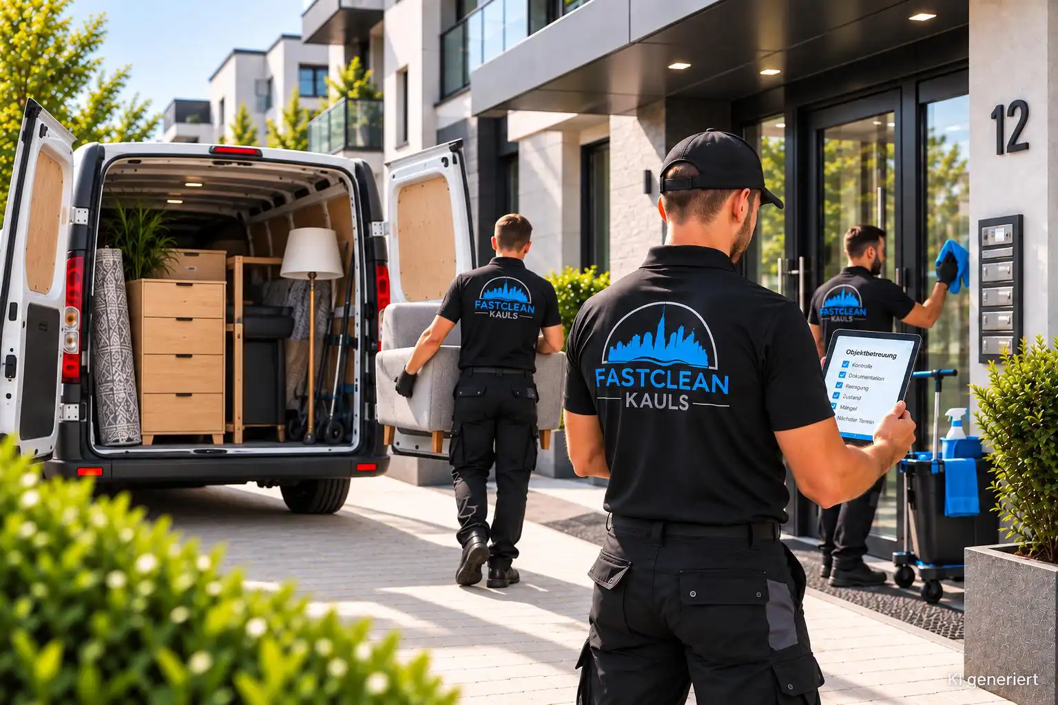 Mitarbeiter von FastClean Kauls bei der Betreuung eines Wohnobjekts